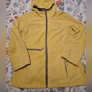 Calvin Klein Womens Jacket Yellow Rain Coat Size Large Fleece Lining